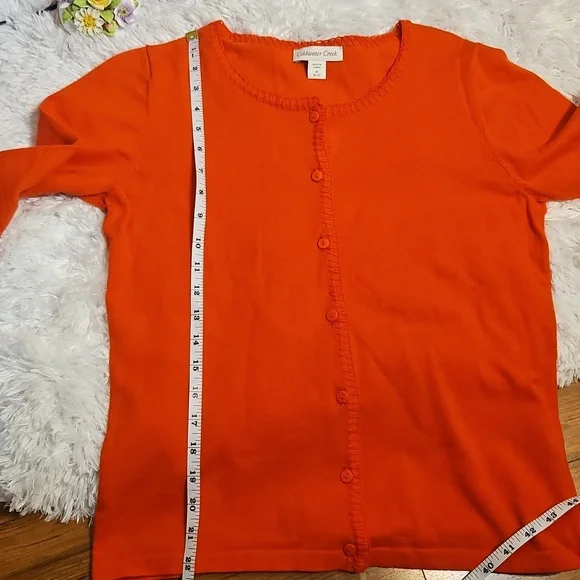 Coldwater Creek Orange Button Up Cardigan Sweater 3/4 Sleeve Size Medium M 10-12 - Picture 11 of 11